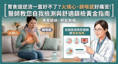 【胃食道逆流一直好不了？火燒心、鎖喉感好痛苦！醫師教您自我檢測與舒適篩檢黃金指南】  