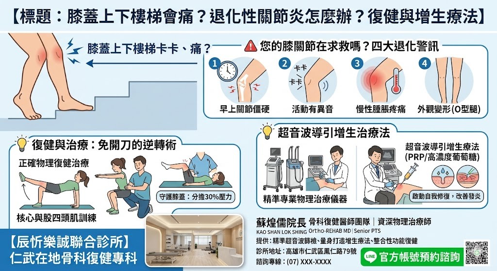 膝蓋上下樓梯會痛？退化性關節炎怎麼辦？復健與增生療法